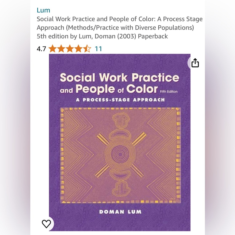 Social Work Practice & People of Color A Process Stage Approach 5th ed. Lum Book
